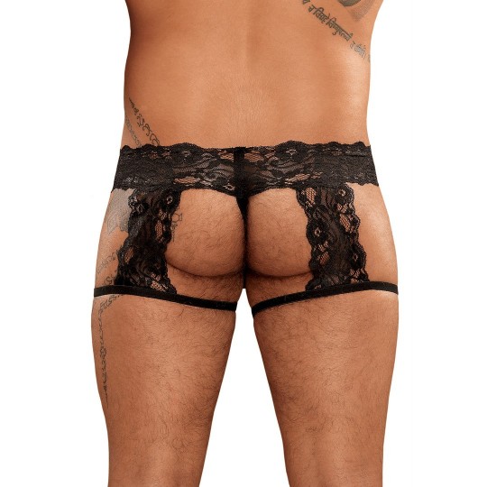 G-STRING GARTER SHORT - L/XL - BLACK