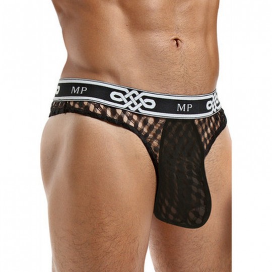 MALE POWER LO RISE THONG BLACK