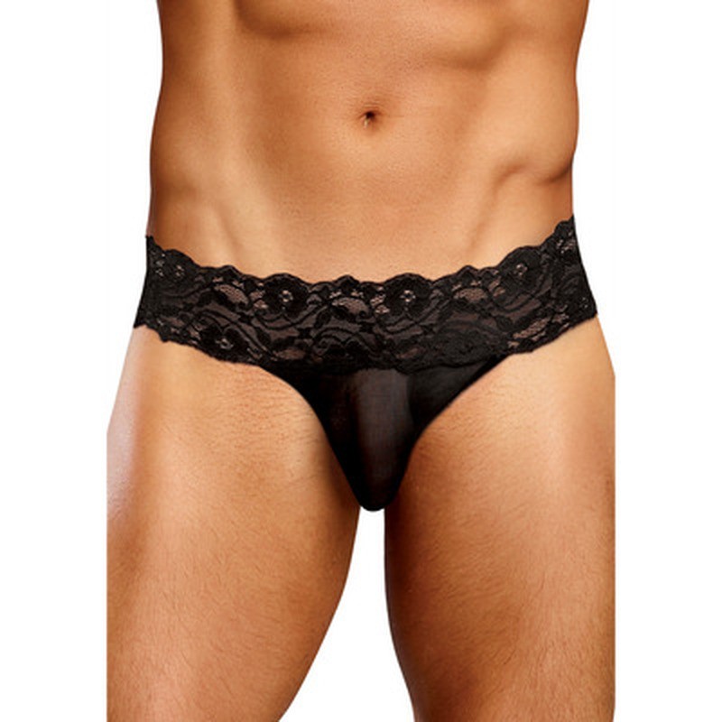 MICRO THONG PINCH BACK - L/XL - BLACK