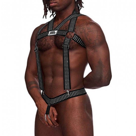 ELASTIC HARNESS WITH STUDS BLACK