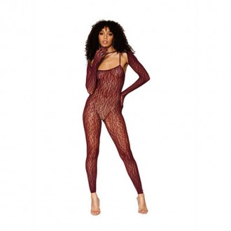 CATSUIT BODYSTOCKING AND SHRUG DIAMOND BROWN