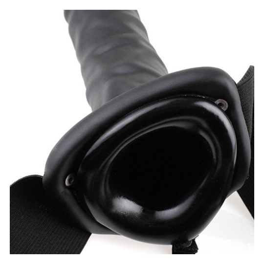 FETISH FANTASY SERIES 8&#039;&#039; VIBRATING HOLLOW STRAP-ON BLACK