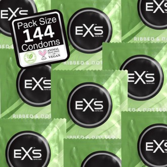 EXS 3 IN 1 - RIBBED, DOTTED AND FLARED - CONDOMS - 144 PIECES