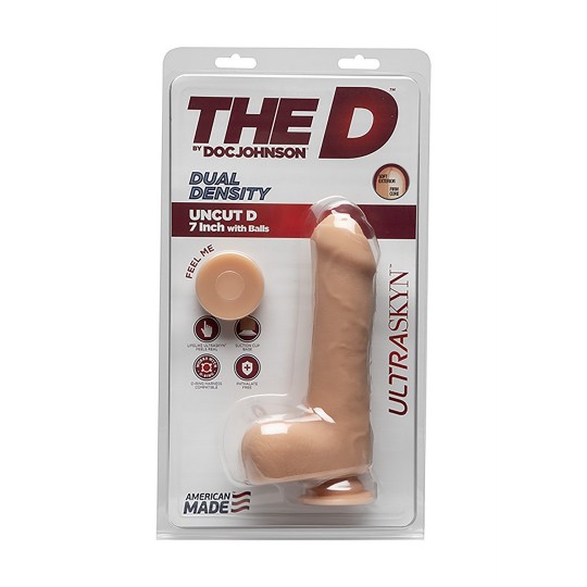 UNCUT D - REALISTIC ULTRASKYN DILDO WITH BALLS - 7 / 18 CM