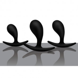 DARK DROPLETS - 3 PIECE CURVED ANAL TRAINER SET - BLACK