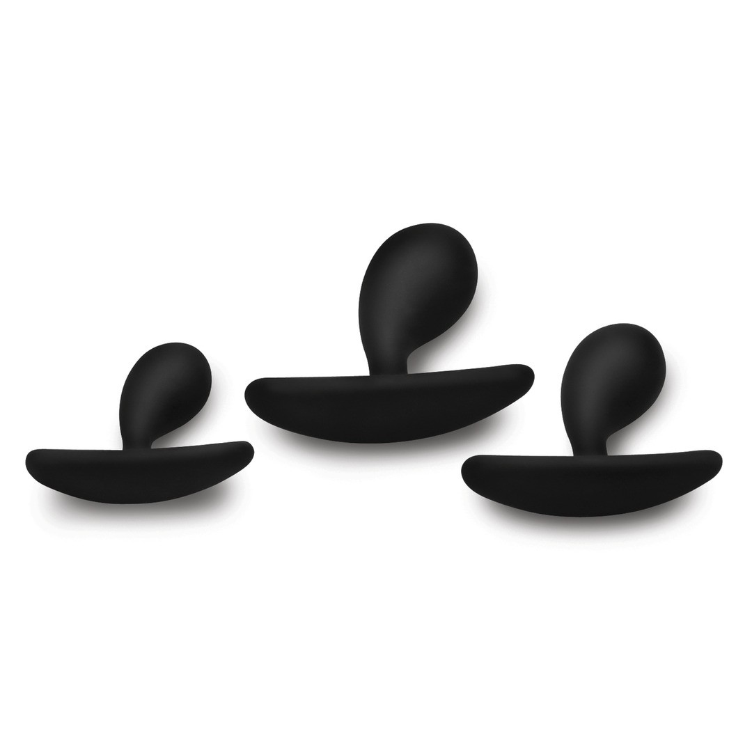 DARK DROPLETS - 3 PIECE CURVED ANAL TRAINER SET - BLACK