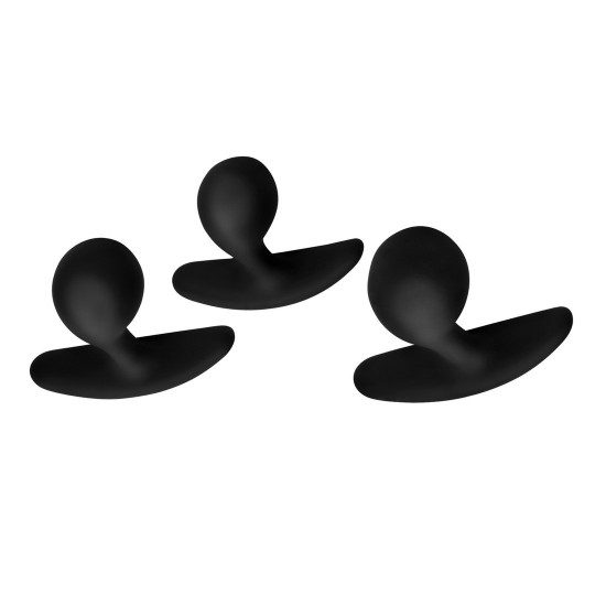 DARK DROPLETS - 3 PIECE CURVED ANAL TRAINER SET - BLACK