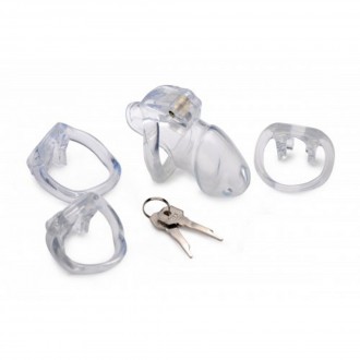 CLEAR CAPTOR - CHASTITY CAGE WITH KEYS - MEDIUM