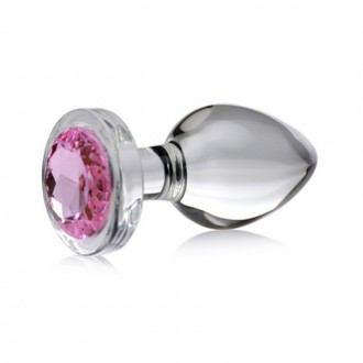 PINK GEM - GLASS ANAL PLUG - LARGE