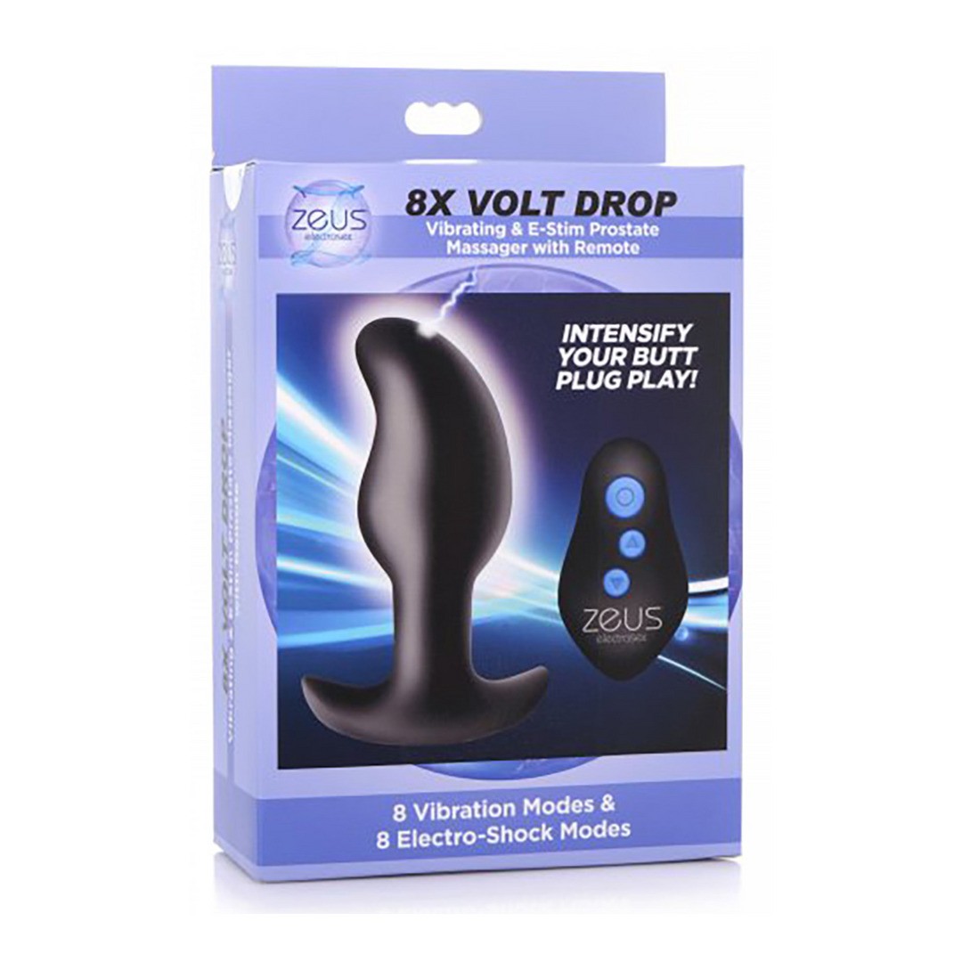 VIBRATING AND E-STIM SILICONE PROSTATE MASSAGER + REMOTE CONTROL