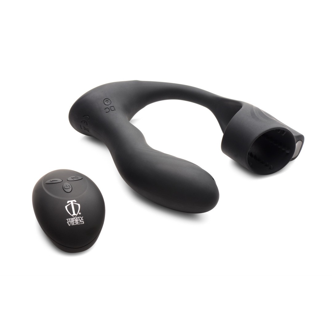 SILICONE PROSTATE PLUG WITH COCKRING AND REMOTE CONTROL