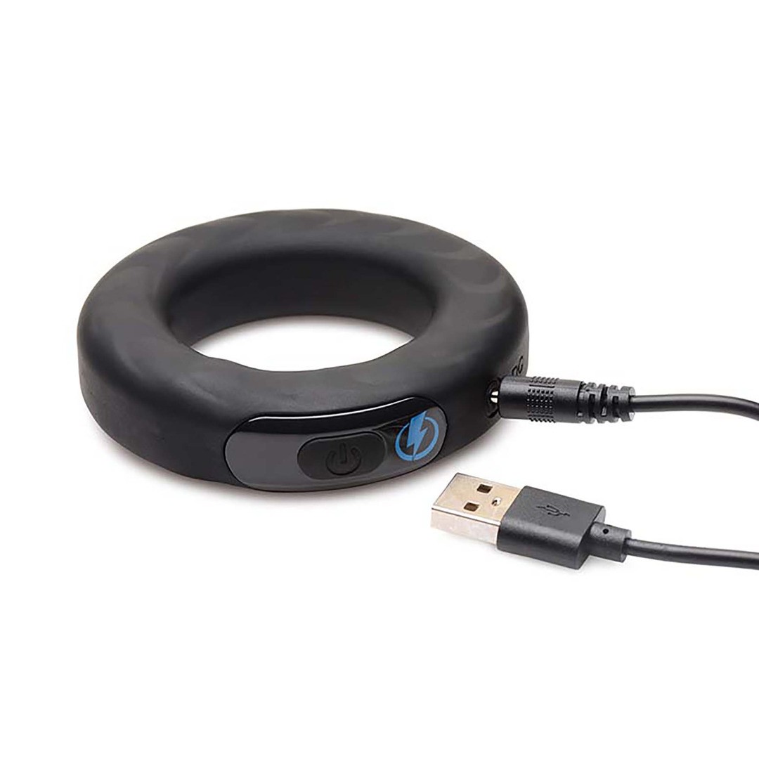 VIBRATING AND E-STIM SILICONE COCKRING + REMOTE CONTROL