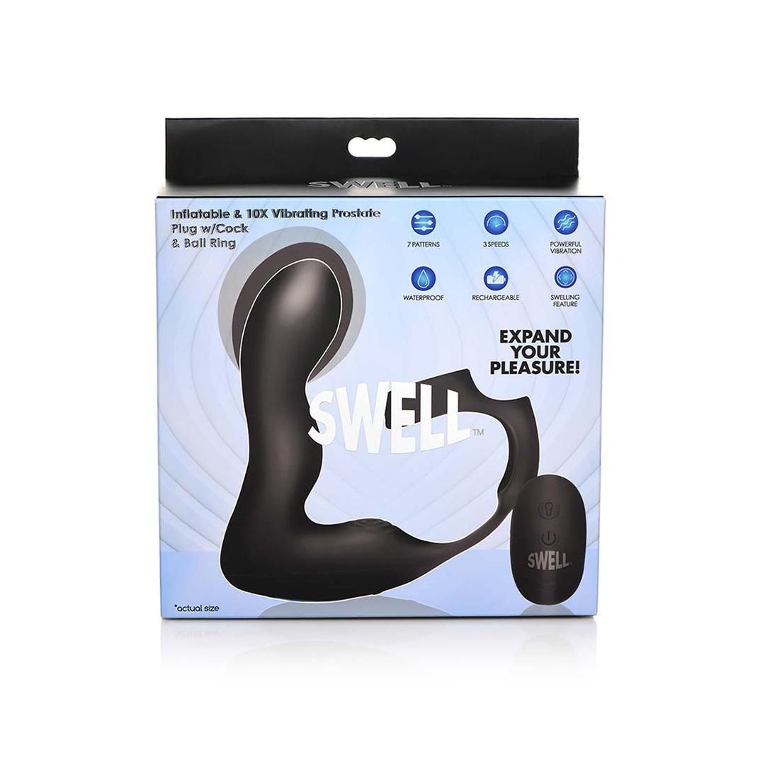 INFLATABLE AND VIBRATING PROSTATE PLUG + COCK AND BALL RING