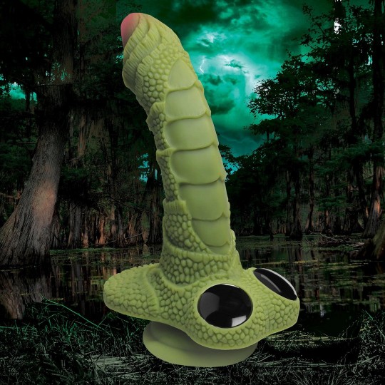 SWAMP MONSTER SCALY SILICONE DILDO - BLACK