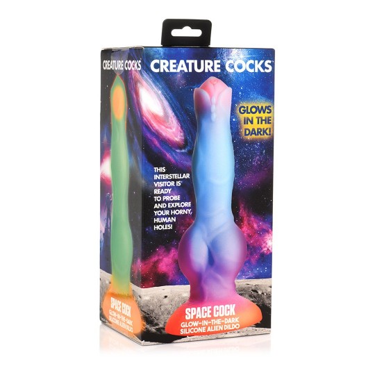 SPACE COCK - GLOW IN THE DARK - SILICONE ALIEN DILDO