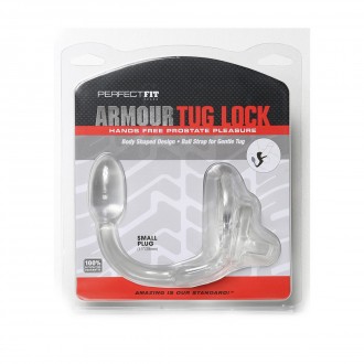 ARMOR TUG LOCK - COCKRING WITH BALL STRAP AND BUTT PLUG - SMALL