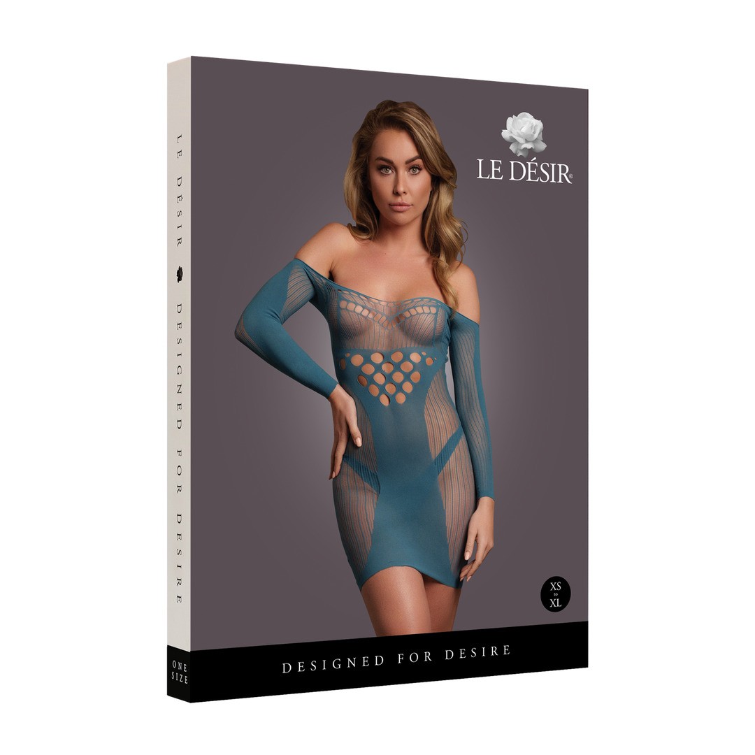 LONG-SLEEVED NET MINI DRESS - ONE SIZE