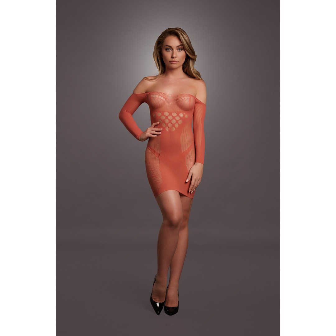 LONG-SLEEVED NET MINI DRESS - ONE SIZE