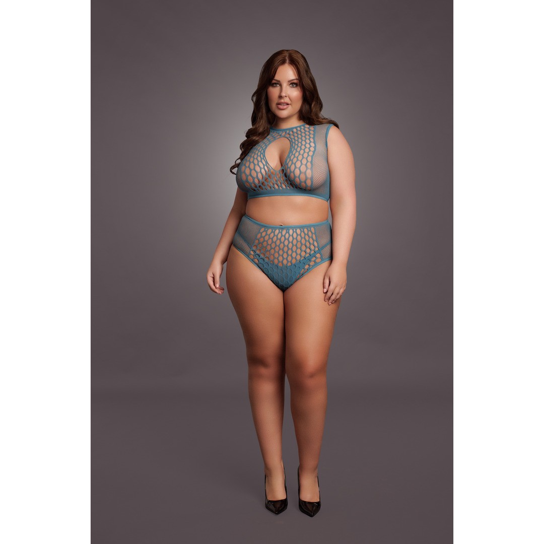 DUO NET KEY-HOLE BRA SET - QUEEN SIZE