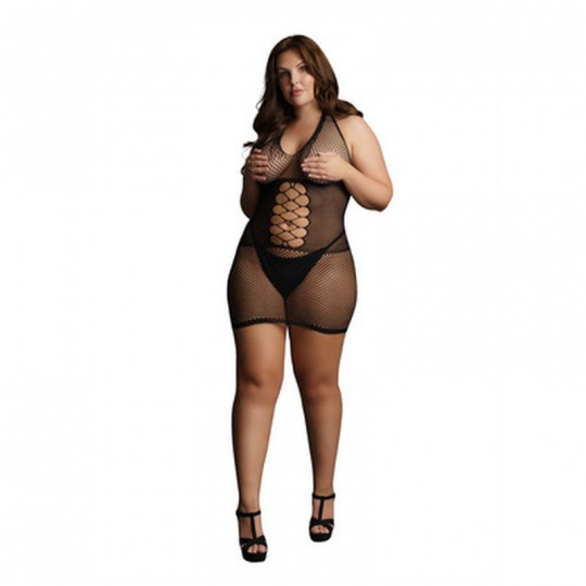 PEEK-A-BOO FISHNET DRESS - PLUS SIZE