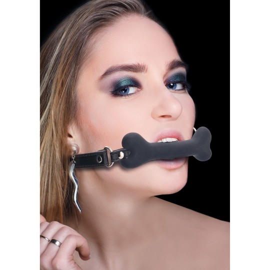 BÂILLON AVEC OS  SILICONE BONE GAG NOIR OUCH!