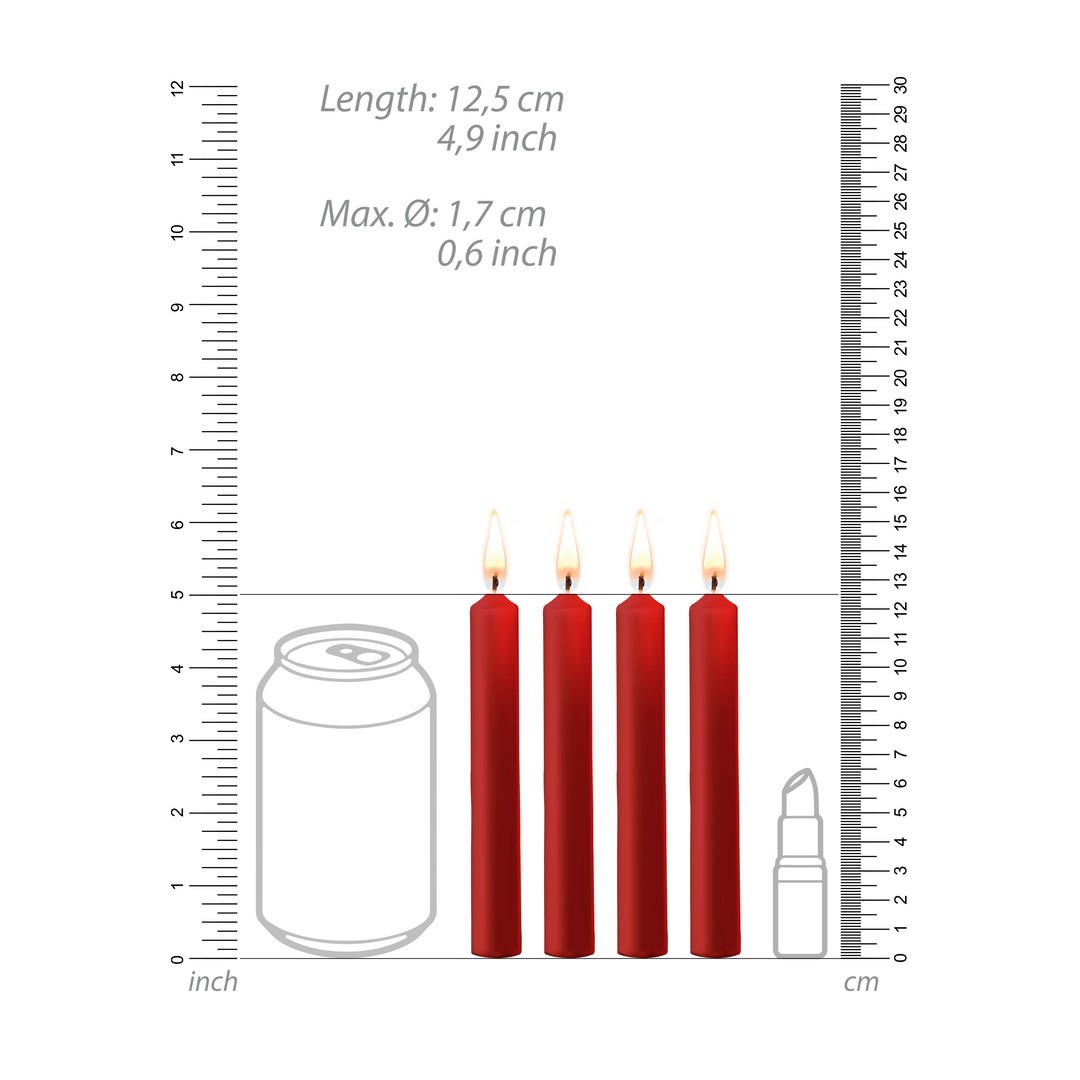 TEASING WAX CANDLES - 4 PIECES - RED