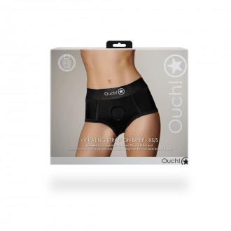 VIBRATING STRAP-ON BRIEF - BLACK