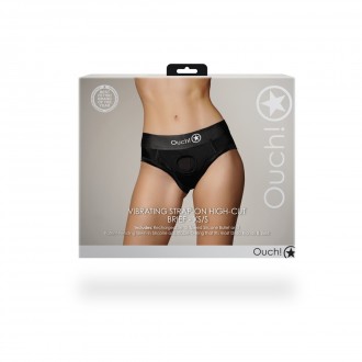 VIBRATING STRAP-ON HIGH-CUT BRIEF - BLACK