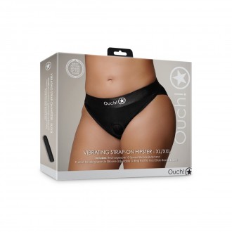 VIBRATING STRAP-ON HIPSTER - XL/XXL - BLACK